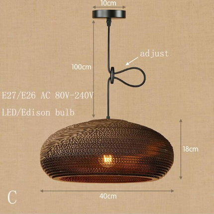 Modern Hanging Pendant LED Origami Paper Shade Lamp