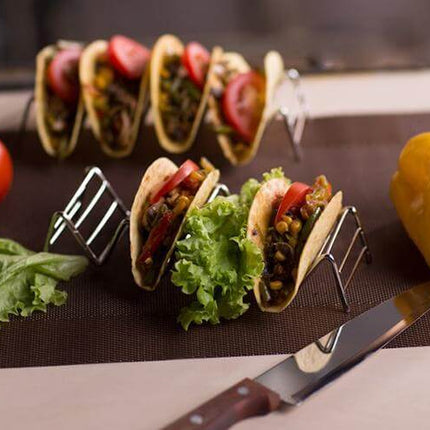 2pcs Metal Taco Holder Stand with Non-Slip Mat