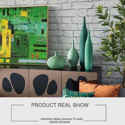 Interior Green Resin Flower Stone Vase for Home Decoration