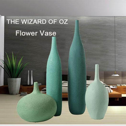 Interior Green Resin Flower Stone Vase for Home Decoration
