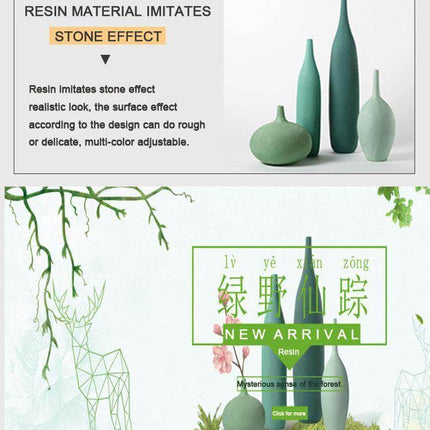 Interior Green Resin Flower Stone Vase for Home Decoration