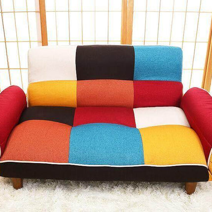Modern Adjustable Sofa and Loveseat in Colorful Line Fabric