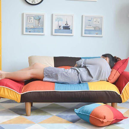 Modern Adjustable Sofa and Loveseat in Colorful Line Fabric