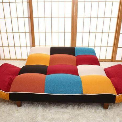 Modern Adjustable Sofa and Loveseat in Colorful Line Fabric