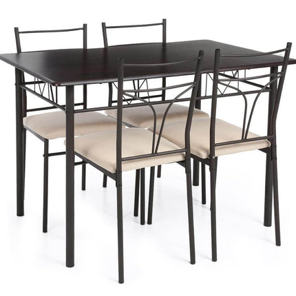 5PCS Modern Metal Frame Kitchen Table with Chairs