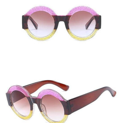 Designer Red Green Black Circle Sun Glasses