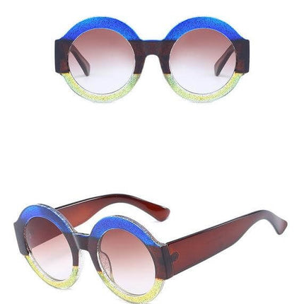 Designer Red Green Black Circle Sun Glasses