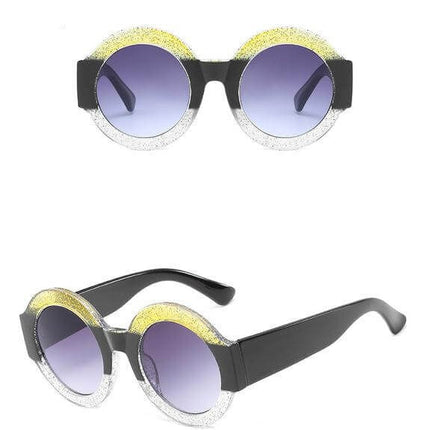 Designer Red Green Black Circle Sun Glasses