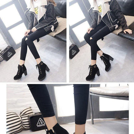 Real Leather High Heels Women Winter Shoes
