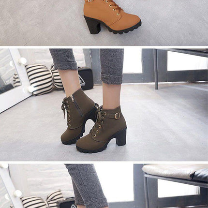Real Leather High Heels Women Winter Shoes