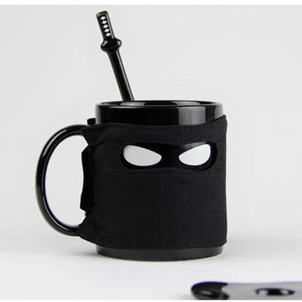 Creative Ninja Ceramic Mug with Mask Sword and Spoon