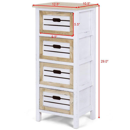 Modern Wooden Bedside Table Nightstand with 4 Drawers