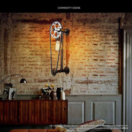 Vintage Loft Bicycle Gear Chain Lamp