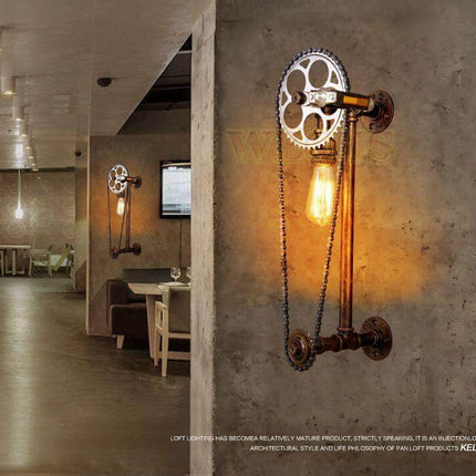Vintage Loft Bicycle Gear Chain Lamp