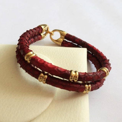Black Python Skin Leather Bracelets
