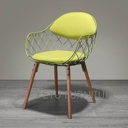 Modern Luxury Design Metal Steel Chair with Wooden legs