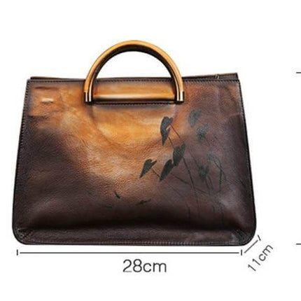Pure Leather Flower Pattern Cute Women Bags