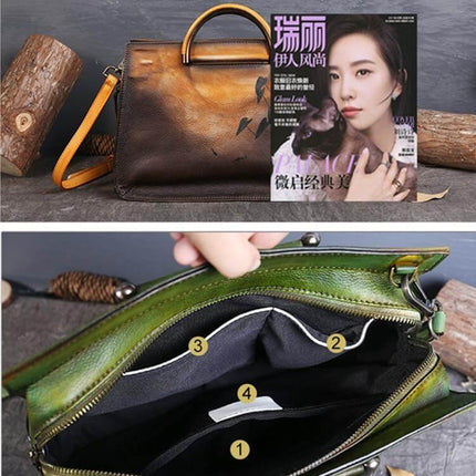 Pure Leather Flower Pattern Cute Women Bags