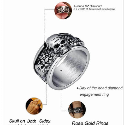 Silver Gothic Skull Unisex Rings