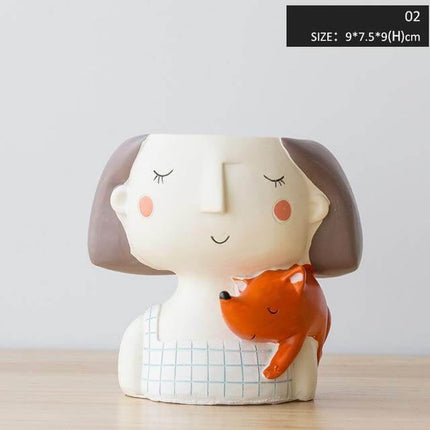 Cute Girl Flowerpot Home Decor Vase