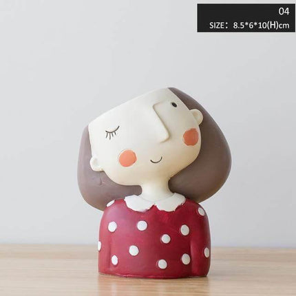 Cute Girl Flowerpot Home Decor Vase