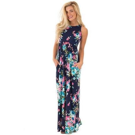 Women Bohemia Short Sleeve O Neck Floral Summer Dress