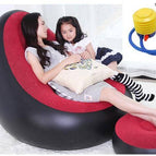 red sofa and ottoman