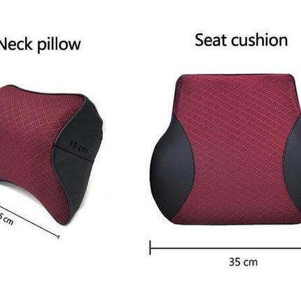 Car Cushion Memory Foam Leather Neck and Back Pillow