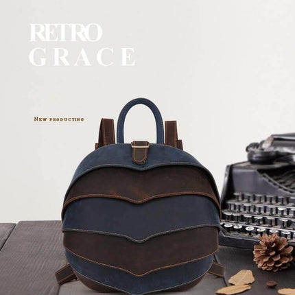 Genuine Leather Modern Retro Men Backpack