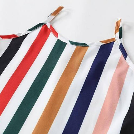 Strapless Rainbow Striped Mom-Daughter Matching Clothes