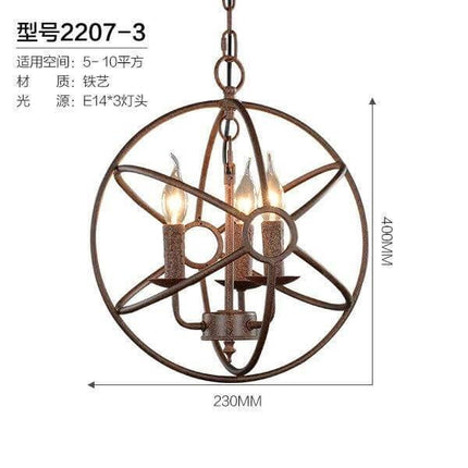Loft Circular Globe Ball Iron Bird Cage Hanging Light Lamps