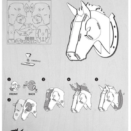 3D Wooden Craft Horse Hanging Wall Decor