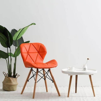 Modern Nordic Leather Wood Chair