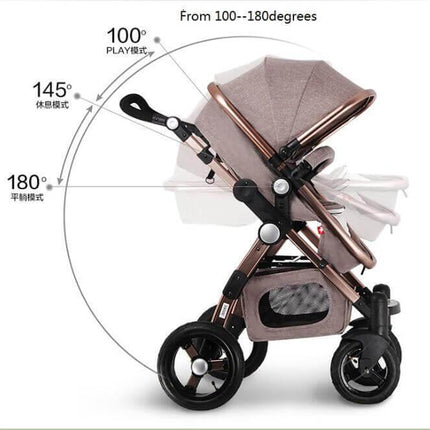 Luxury 3 in 1 Portable Higher Land-scape Carriage Foldable Baby Stroller