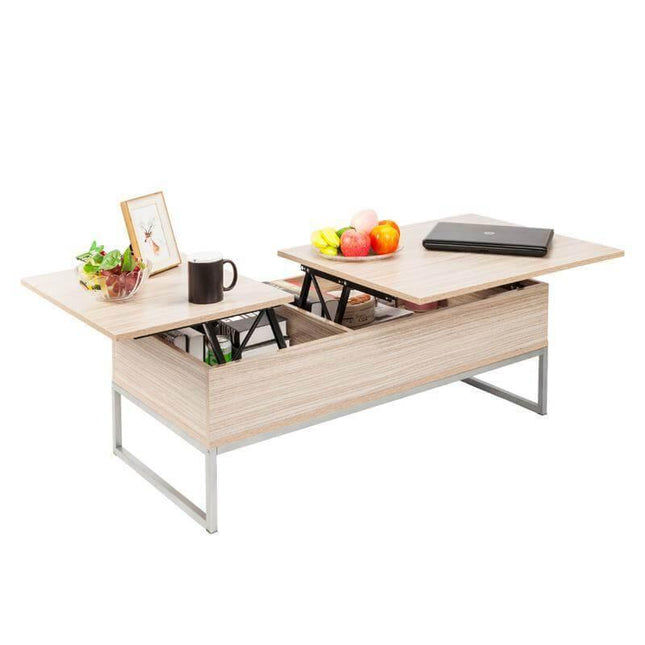 Adjustable Lift Top Coffee Table Modern Furniture Hidden Compartment And Lift Tabletop Imitation Wood Grain Color