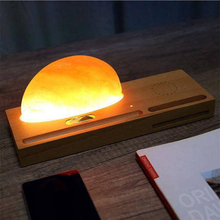 Sunrise Scene Himalayan Salt Led Lamp with Wireless Charger