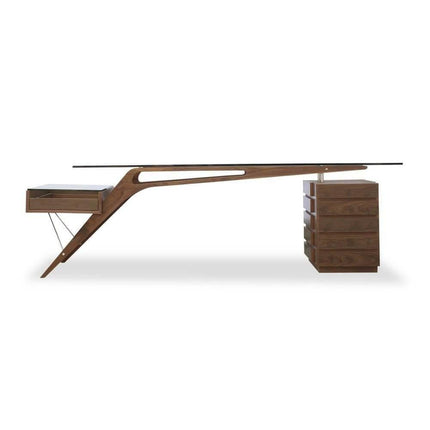 Futuristic Walnut Protractor Modern Desk