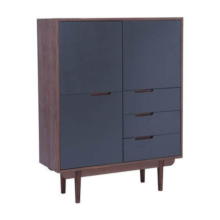 Walnut & Gunmetal Grey Tall Sideboard