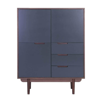 Walnut & Gunmetal Grey Tall Sideboard