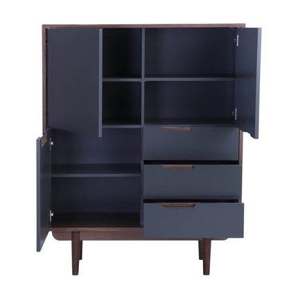 Walnut & Gunmetal Grey Tall Sideboard