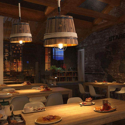 American Retro Wooden Barrel Chandelier