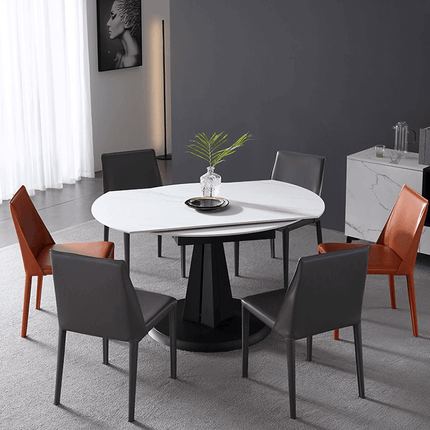 Luxury Extendable Oval Marble Rock Plate Modern Table
