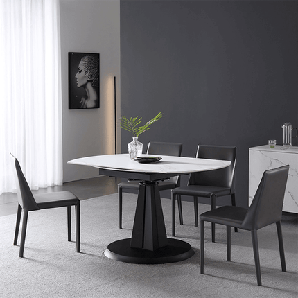 Luxury Extendable Oval Marble Rock Plate Modern Table