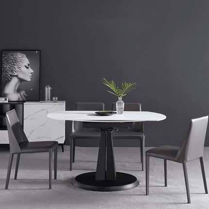 Luxury Extendable Oval Marble Rock Plate Modern Table