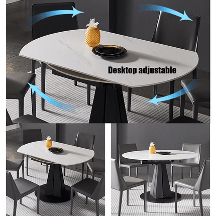 Luxury Extendable Oval Marble Rock Plate Modern Table