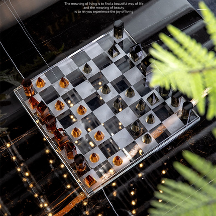 Modern Geometric Crystal Chess Board