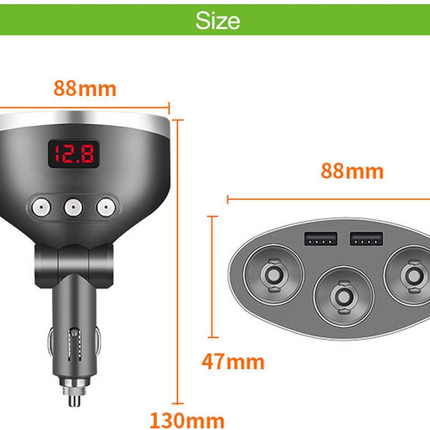 3in1 Dual USB Port Car Lighter Socket Splitter