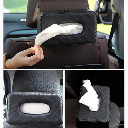 Luxury Leather Hanging Car Tissue Box