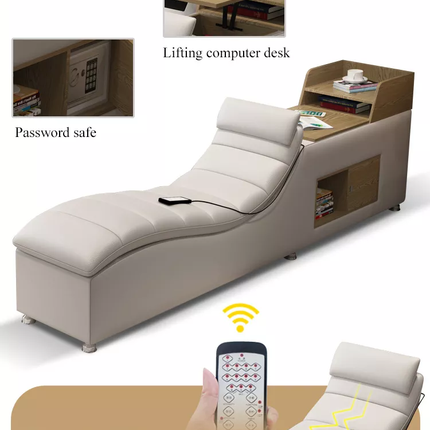 Luxury Leather Multifunctional Modern Bed Frame with Massage Chair