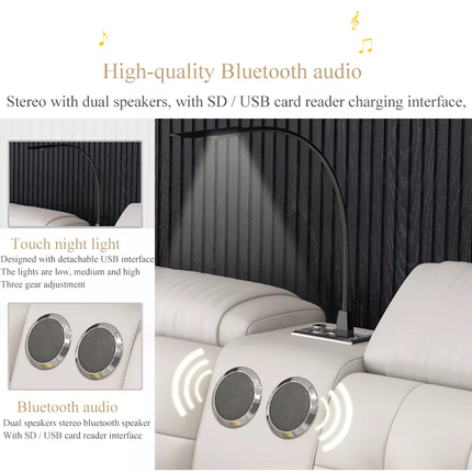 Luxury Leather Multifunctional Modern Bed Frame with Massage Chair